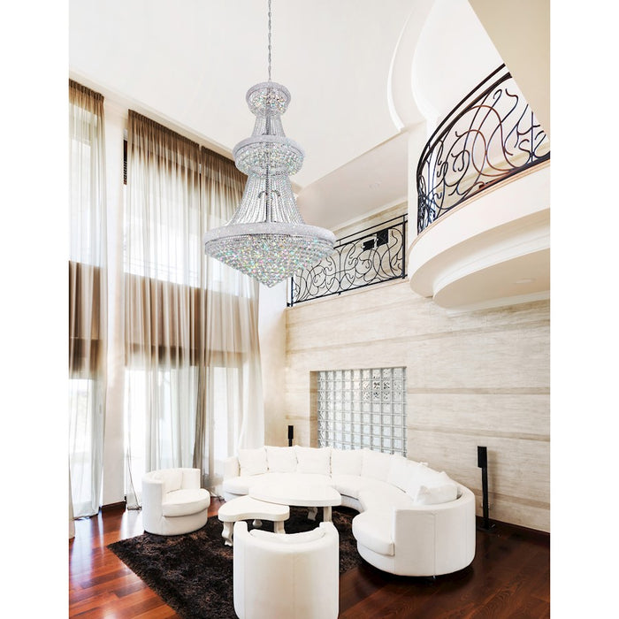 CWI Lighting Empire 38 Light Down Chandelier, Chrome