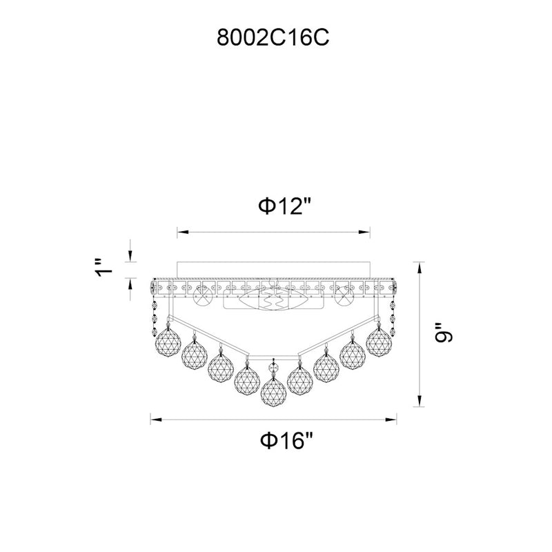 CWI Lighting Luminous 5 Light Flush Mount, Chrome