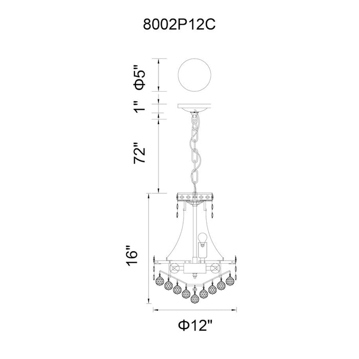 CWI Lighting Luminous 4 Light Mini Chandelier, Chrome