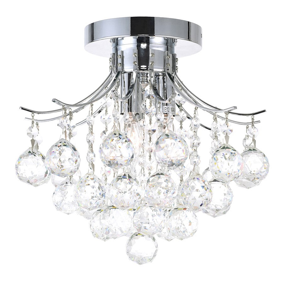 CWI Lighting Princess 3 Light Flush Mount, Chrome - 8012C12C