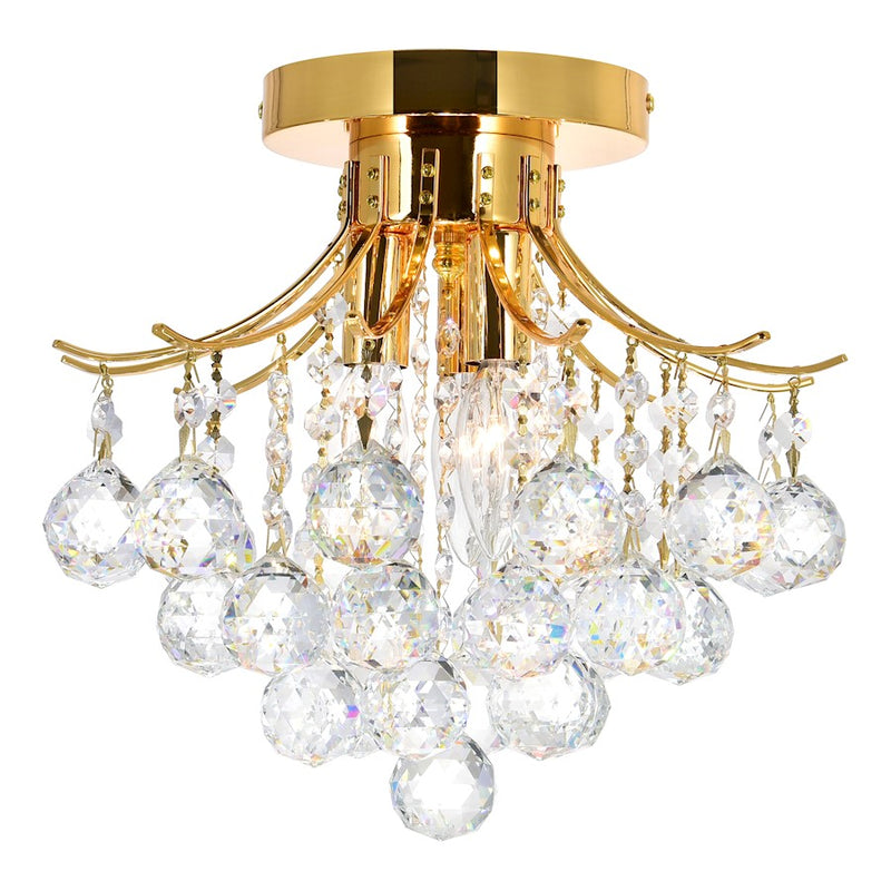 CWI Lighting Princess 3 Light Flush Mount, Gold
