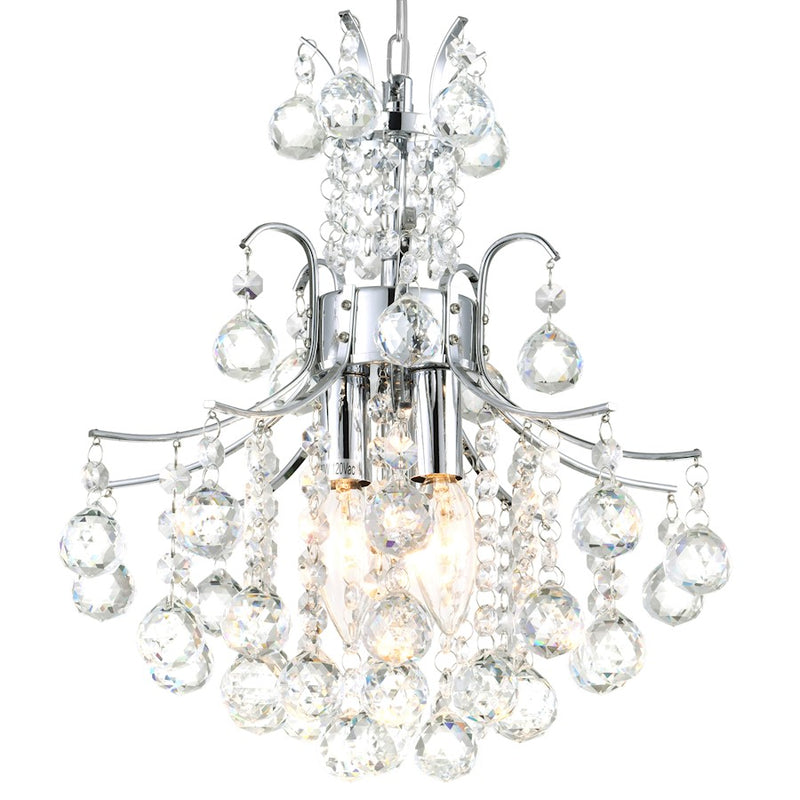CWI Lighting Princess 3 Light Mini Chandelier, Chrome