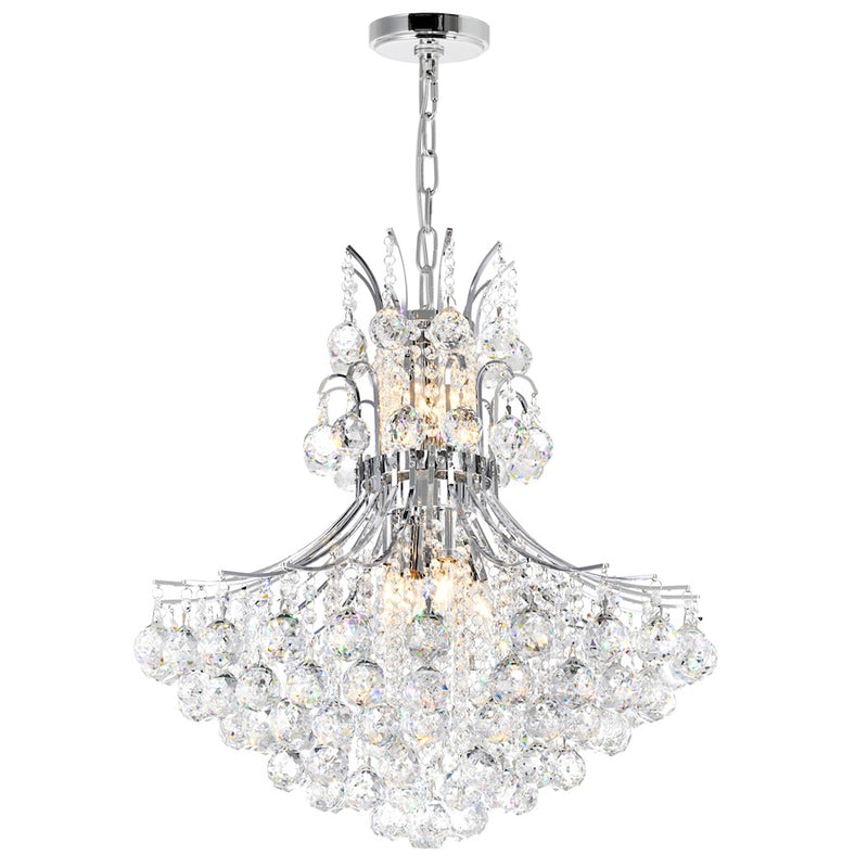 CWI Lighting Princess 10 Light Down Chandelier, Chrome