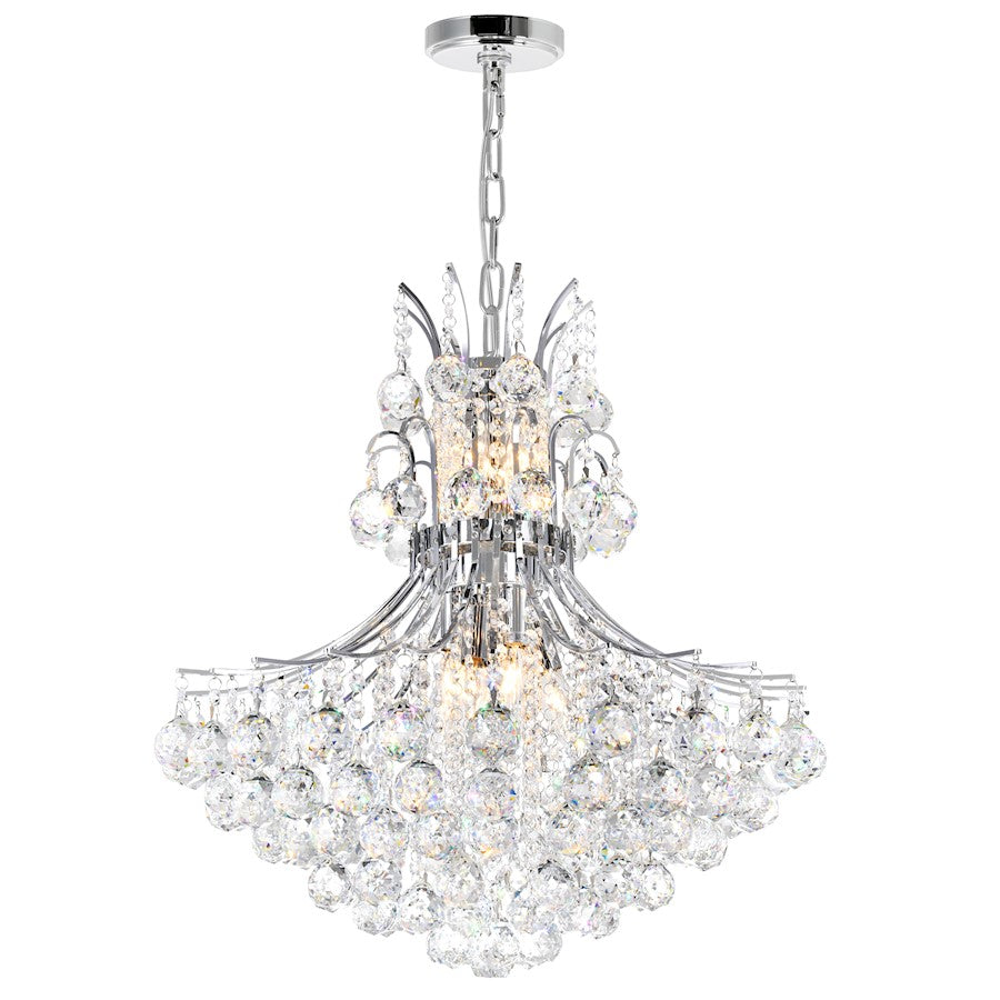 CWI Lighting Princess 10 Light Down Chandelier, Chrome - 8012P24C