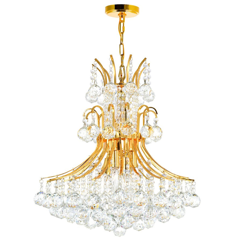 CWI Lighting Princess 10 Light Down Chandelier, Gold