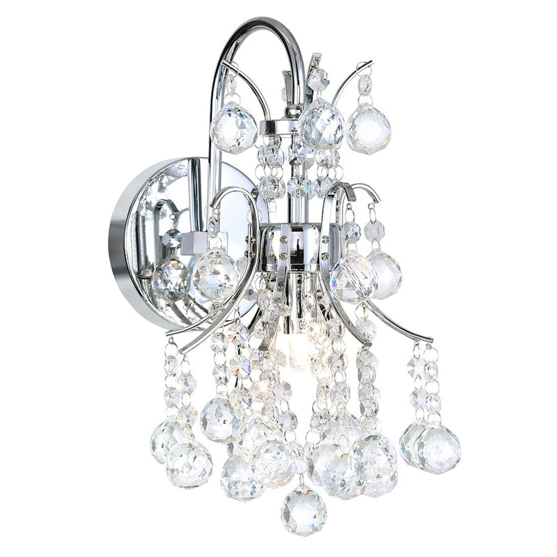 CWI Lighting Princess 1 Light Wall Light, Chrome
