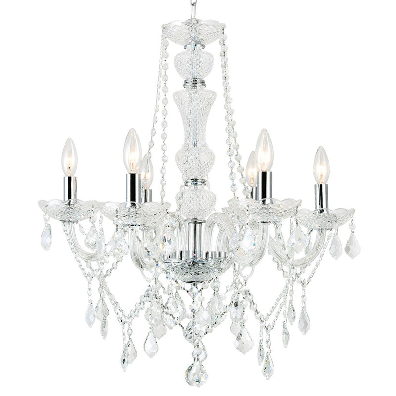 CWI Lighting Princeton 6 Light Down Chandelier, Chrome