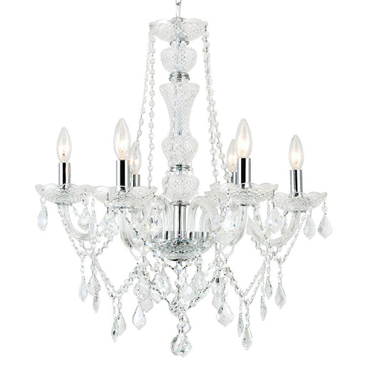 CWI Lighting Princeton 6 Light Down Chandelier, Chrome