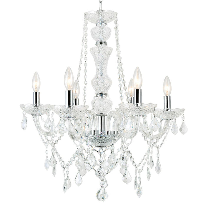 CWI Lighting Princeton 6 Light Down Chandelier, Chrome
