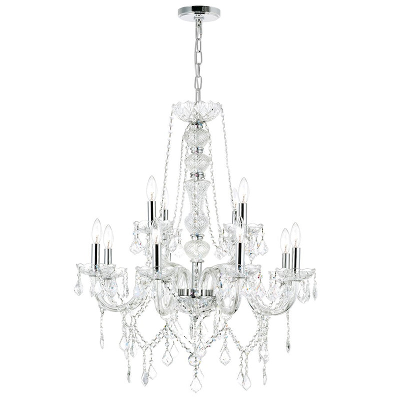 CWI Lighting Princeton 12 Light Down Chandelier, Chrome