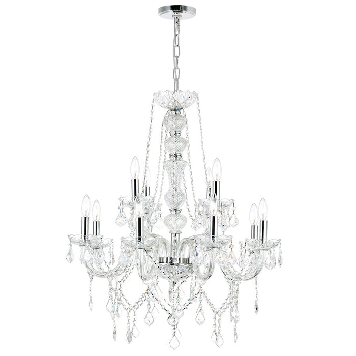 CWI Lighting Princeton 12 Light Down Chandelier, Chrome - 8023P30C