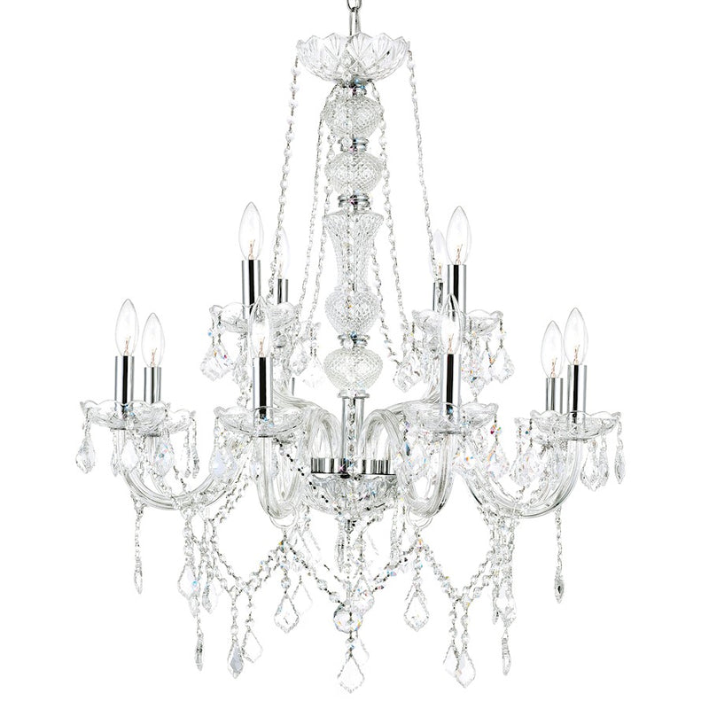 CWI Lighting Princeton 12 Light Down Chandelier, Chrome