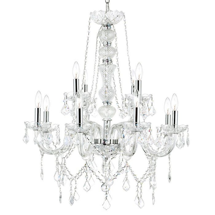 CWI Lighting Princeton 12 Light Down Chandelier, Chrome