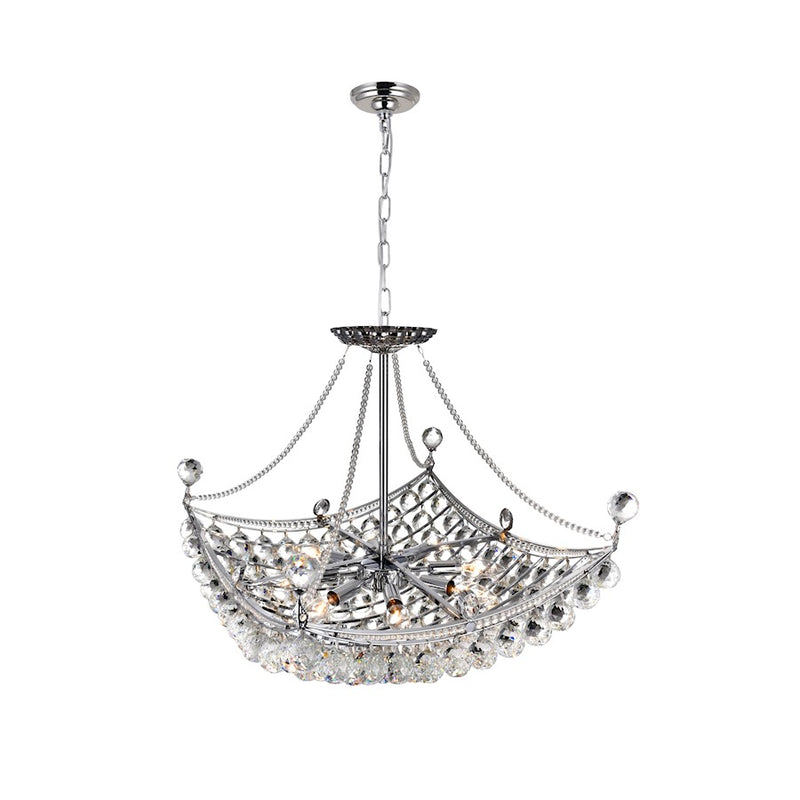 CWI Lighting Jasmine 8 Light Down Chandelier, Chrome