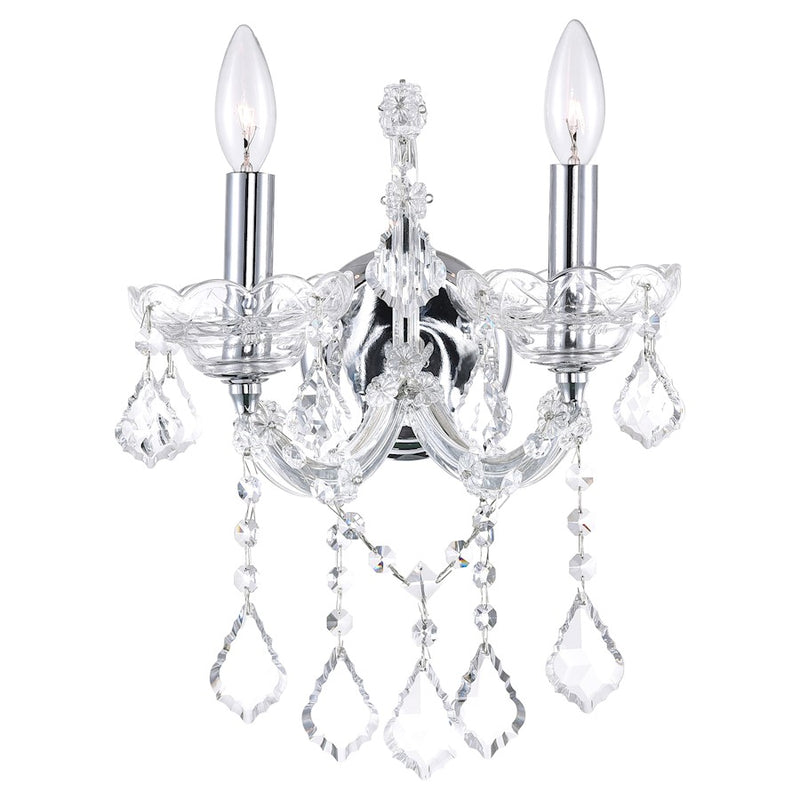 CWI Lighting Maria Theresa 12" 2 Light Wall Light, Chrome
