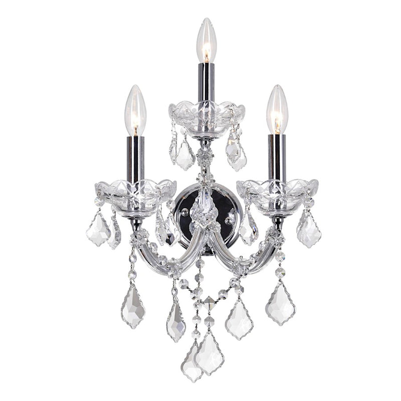 CWI Lighting Maria Theresa 3 Light Wall Light, Chrome