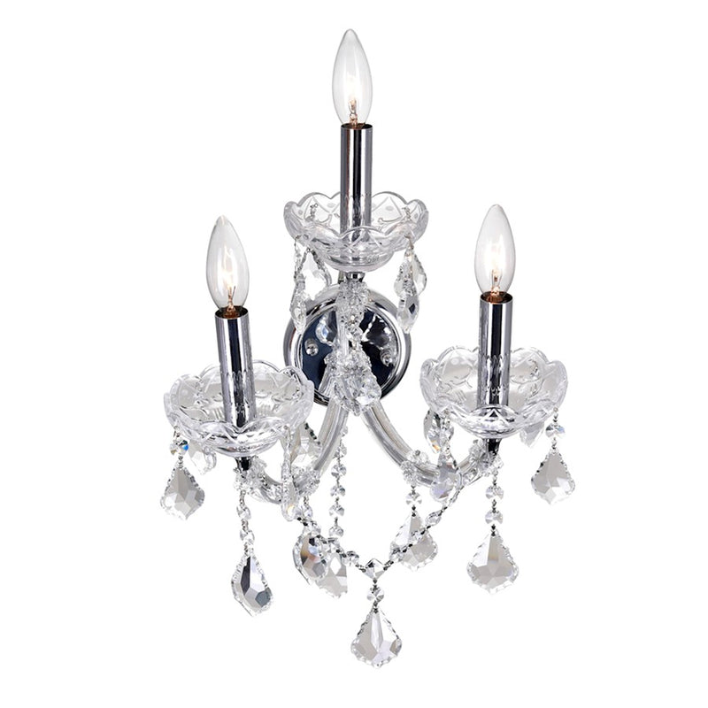 CWI Lighting Maria Theresa 3 Light Wall Light, Chrome