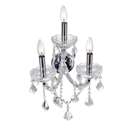 CWI Lighting Maria Theresa 3 Light Wall Light, Chrome