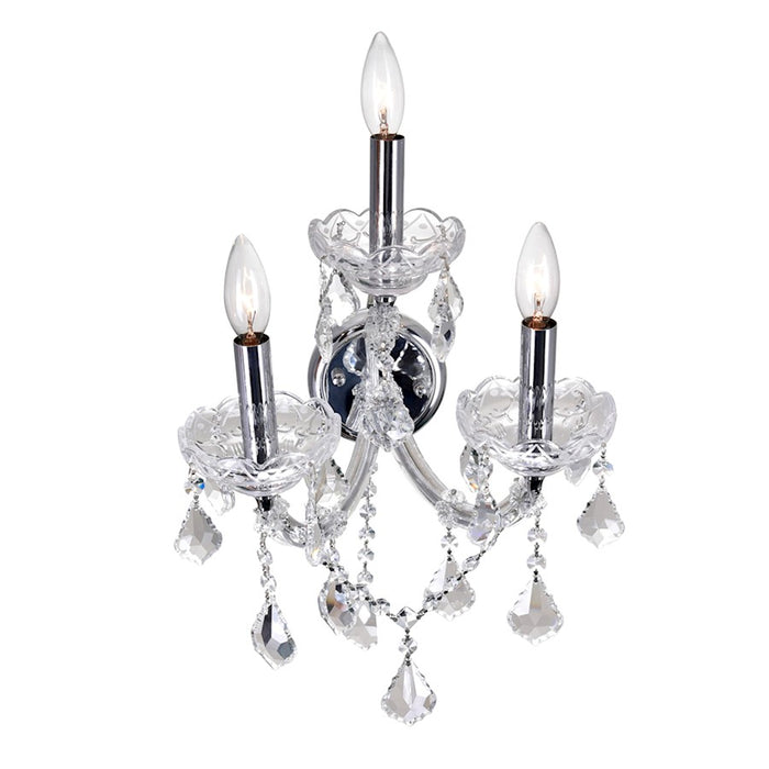 CWI Lighting Maria Theresa 3 Light Wall Light, Chrome