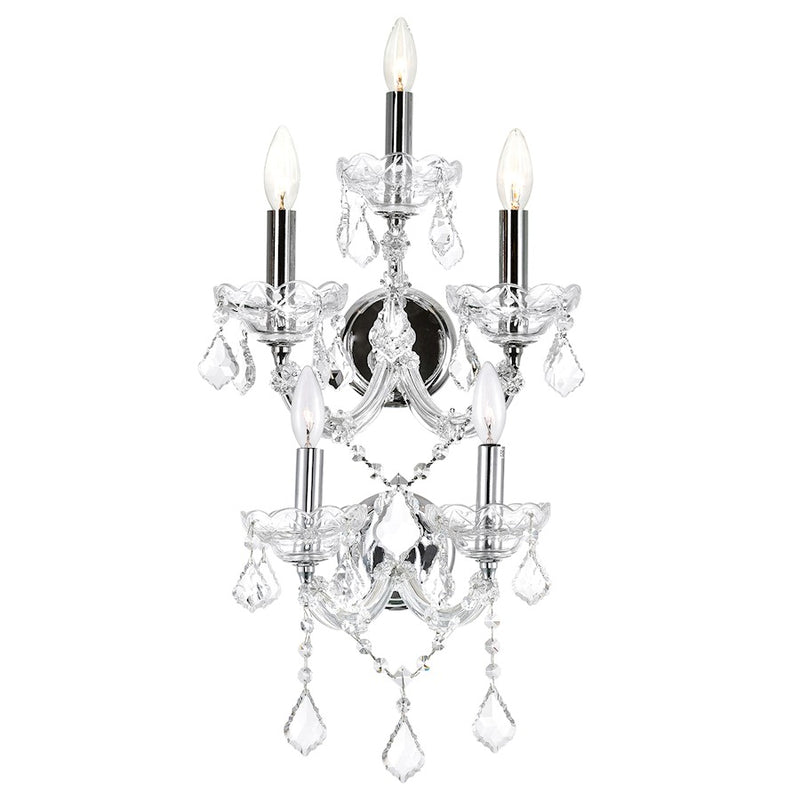 CWI Lighting Maria Theresa 5 Light Wall Light, Chrome