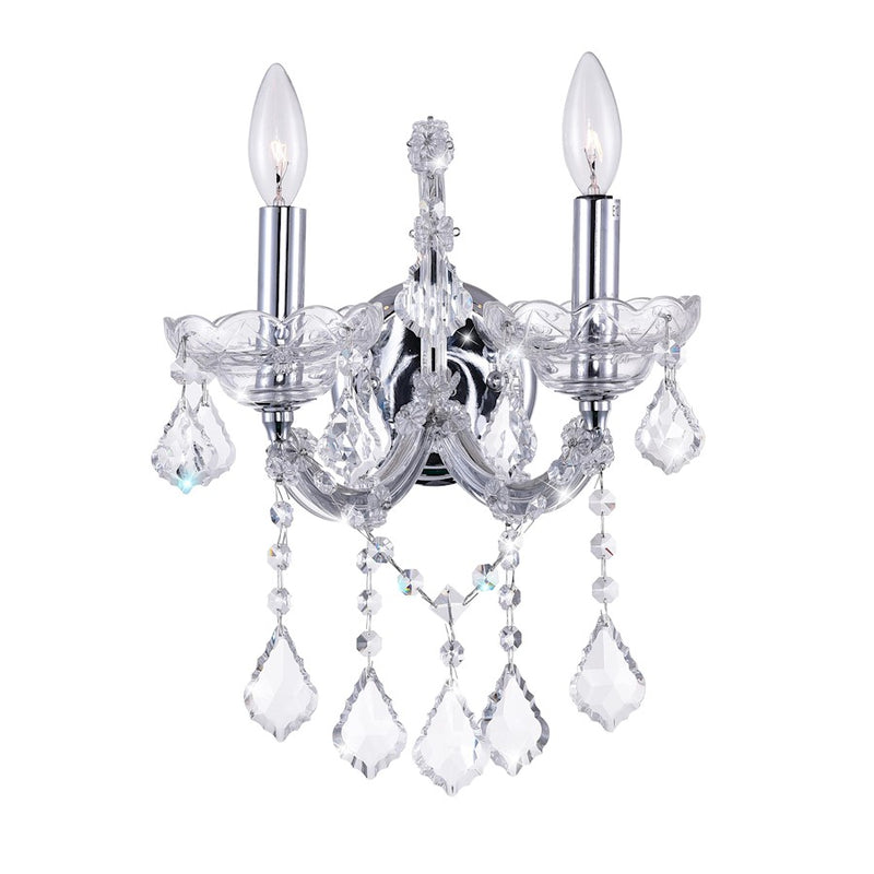 CWI Lighting Maria Theresa 2 Light Wall Light, Chrome