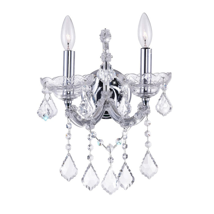 CWI Lighting Maria Theresa 2 Light Wall Light, Chrome - 8397W12C-2-Clear