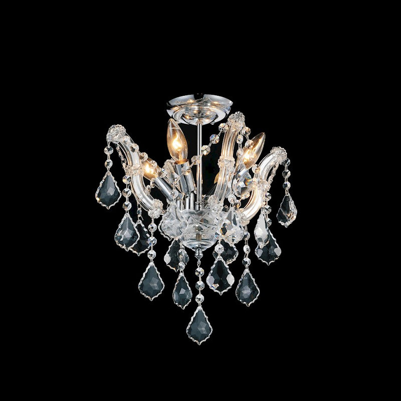 CWI Lighting Payton 4 Light Flush Mount, Chrome/Clear