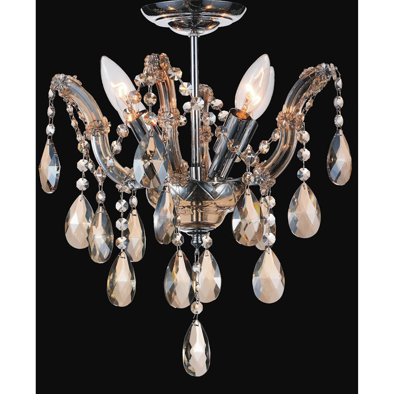 CWI Lighting Payton 4 Light Flush Mount, Chrome/Cognac