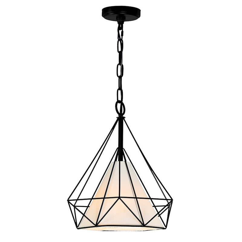 CWI Lighting Diamond 1 Light 15" Down Pendant, Black
