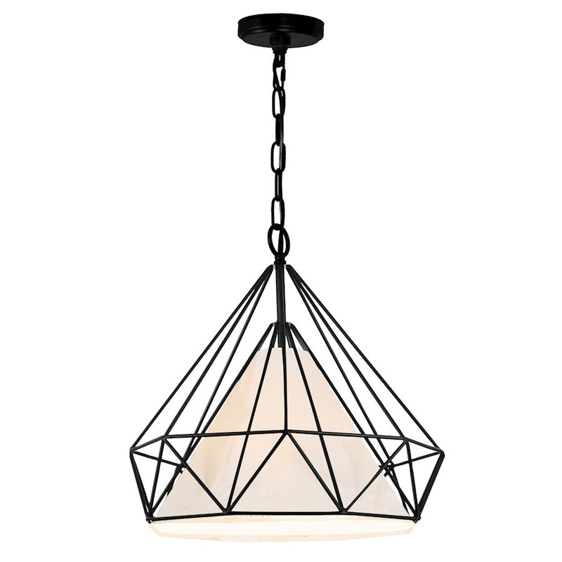 CWI Lighting Diamond 1 Light 20" Down Pendant, Black