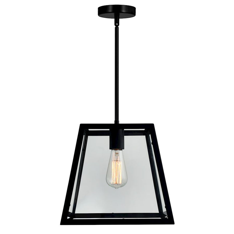 CWI Lighting Alyson 1 Light Down Mini Pendant, Black/Clear