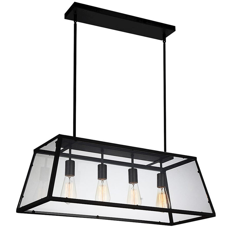 CWI Lighting Alyson 4 Light Down Chandelier, Black/Clear