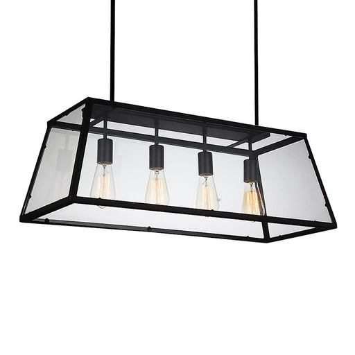 CWI Lighting Alyson 4 Light Down Chandelier, Black/Clear