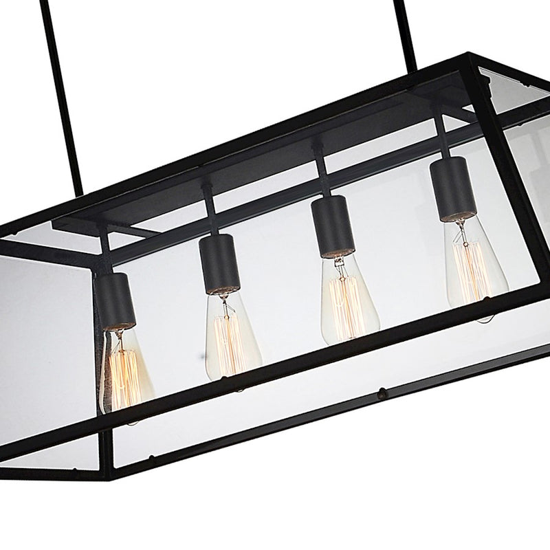 CWI Lighting Alyson 4 Light Down Chandelier, Black/Clear