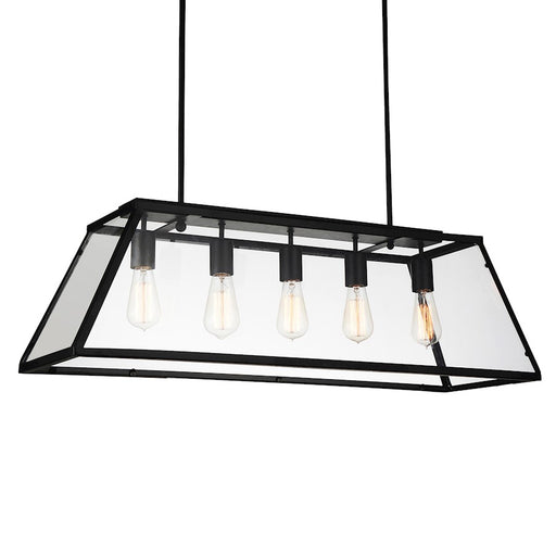 CWI Lighting Alyson 5 Light Down Chandelier, Black/Clear