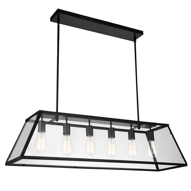 CWI Lighting Alyson 6 Light Down Chandelier, Black/Clear