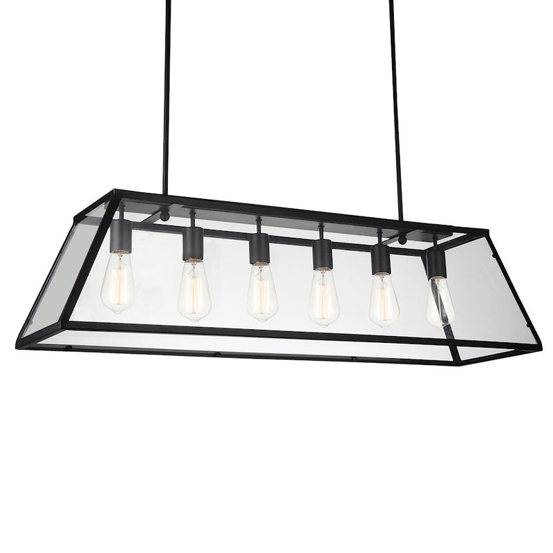 CWI Lighting Alyson 6 Light Down Chandelier, Black/Clear