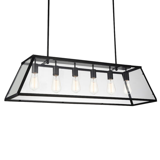 CWI Lighting Alyson 6 Light Down Chandelier, Black/Clear