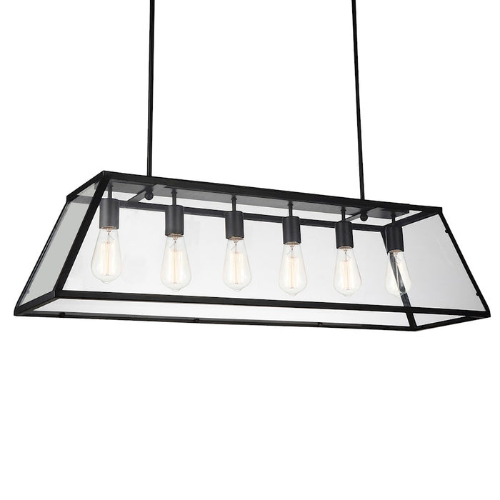 CWI Lighting Alyson 6 Light Down Chandelier, Black/Clear