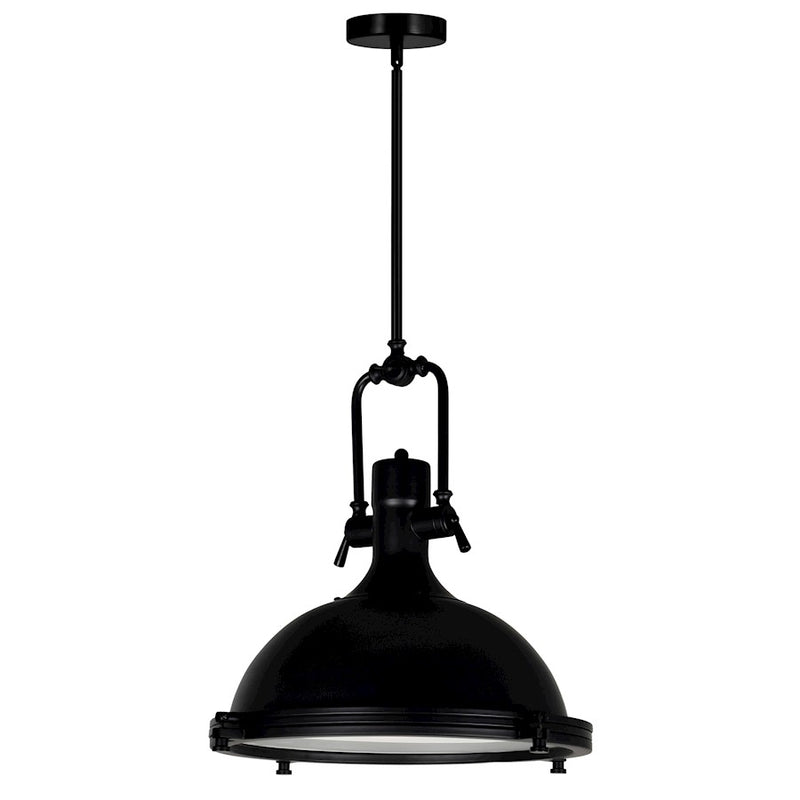 CWI Lighting Show 1 Light Down Pendant, Black/Frosted