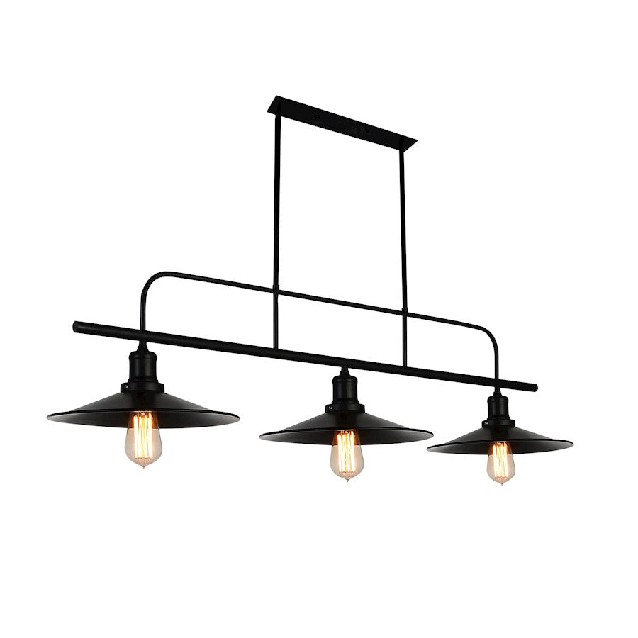 CWI Lighting Brave 3 Light Chandelier, Black - 9605P46-3-101