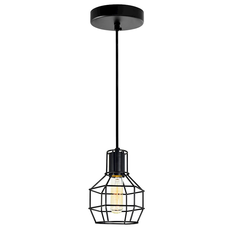 CWI Lighting Secure 1 Light Down Mini Pendant, Black