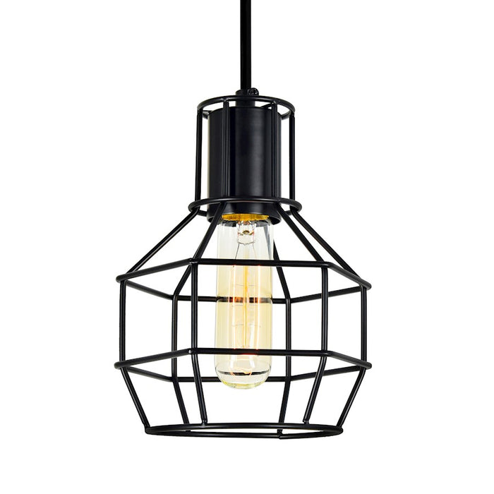 CWI Lighting Secure 1 Light Down Mini Pendant, Black