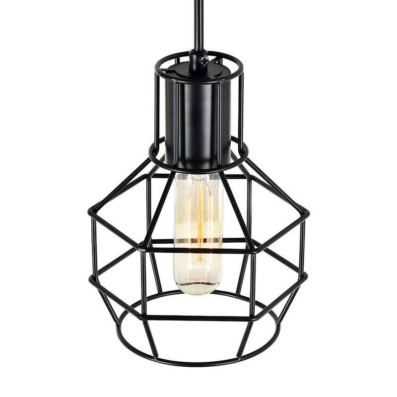 CWI Lighting Secure 1 Light Down Mini Pendant, Black