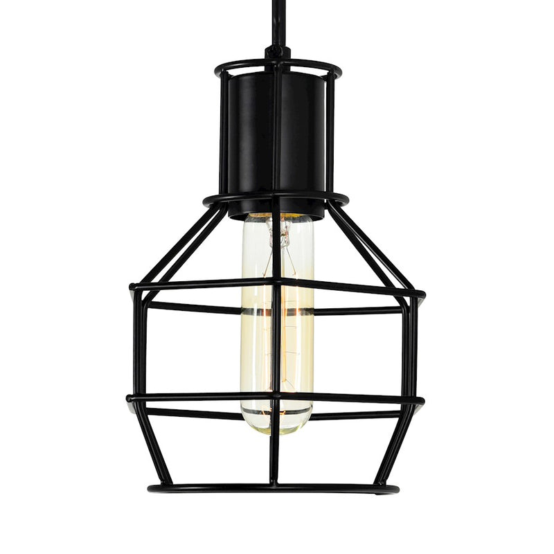 CWI Lighting Secure 1 Light Down Mini Pendant, Black