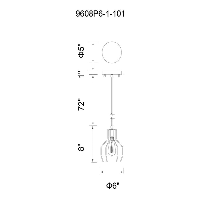 CWI Lighting Secure 1 Light Down Mini Pendant, Chocolate