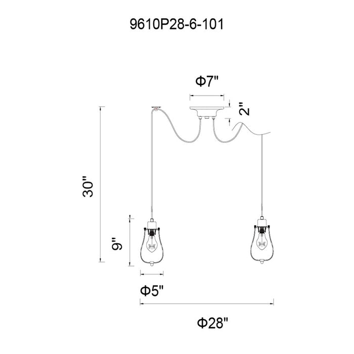 CWI Lighting Tomaso 6 Light Multi Light Pendant, Black