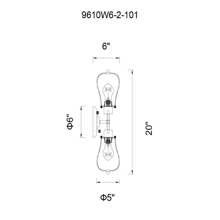 CWI Lighting Tomaso 2 Light Wall Light, Black