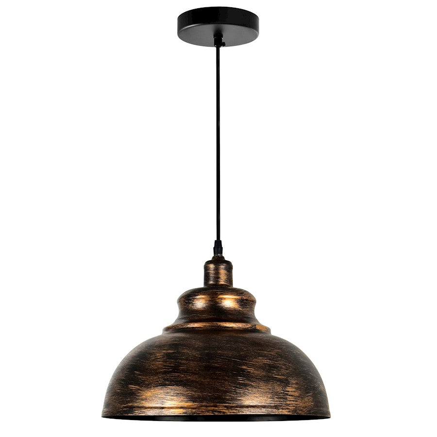 CWI Lighting Vogel 1 Light Down Pendant, Antique Copper - 9612P15-1-128