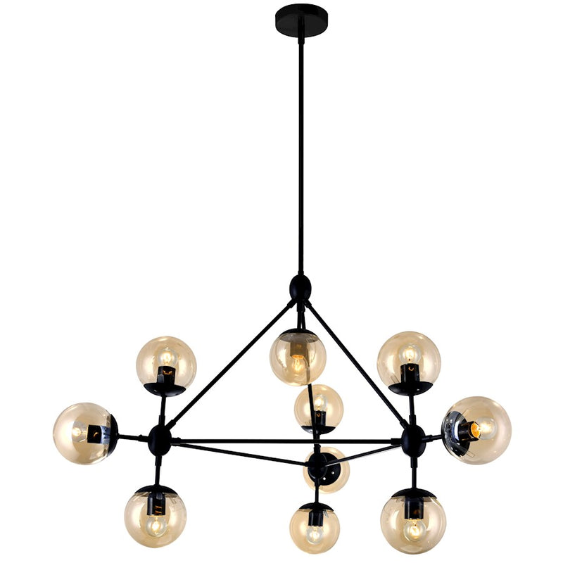 CWI Lighting Glow 10 Light Chandelier, Black/Champagne
